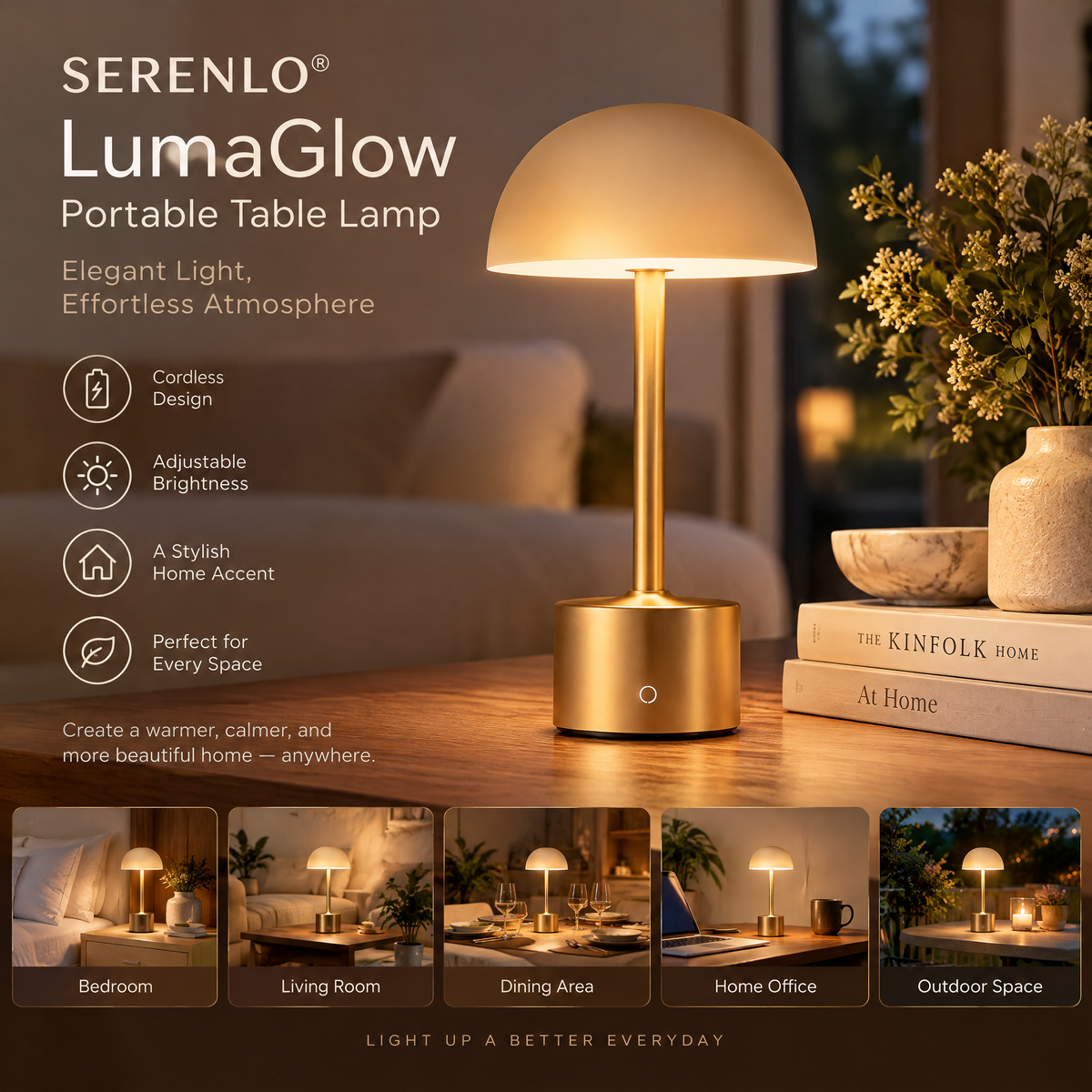 SERENLO™ LumaGlow Portable Table Lamp