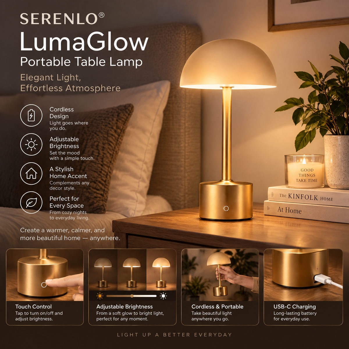 SERENLO™ LumaGlow Portable Table Lamp