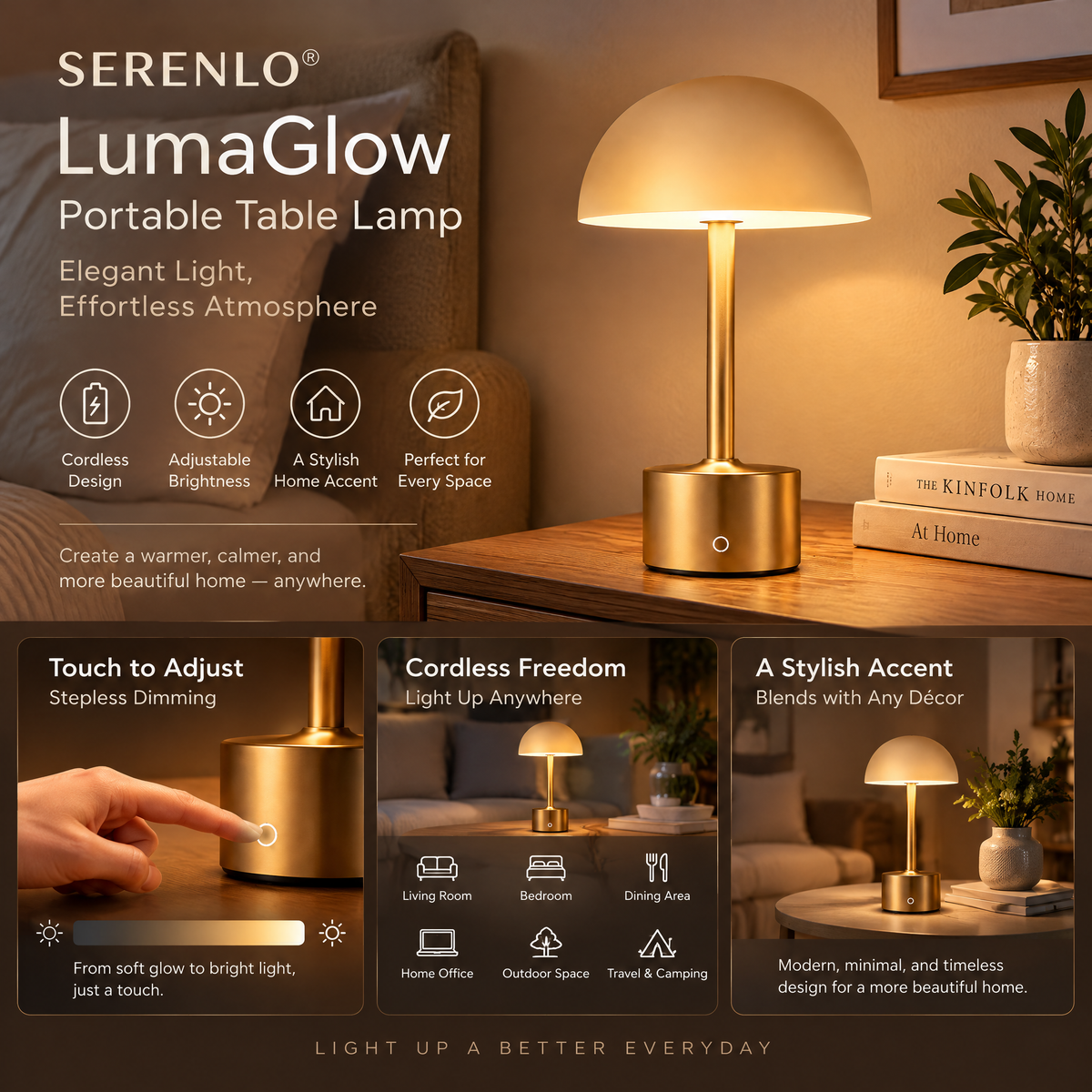 SERENLO™ LumaGlow Portable Table Lamp