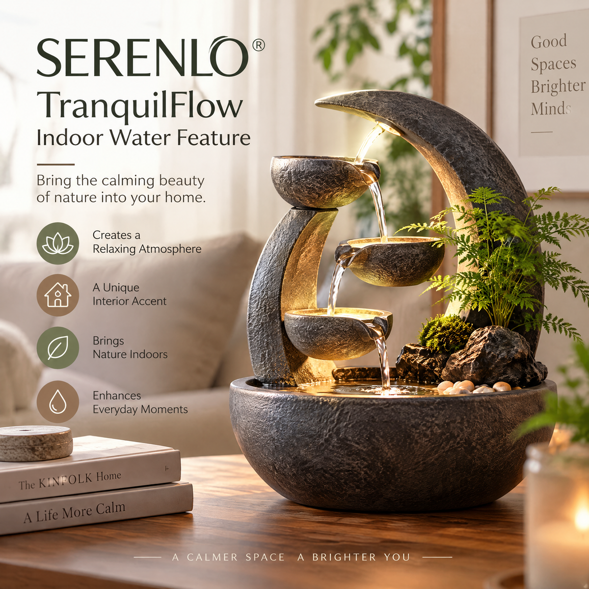 SERENLO™ TranquilFlow Indoor Water Feature