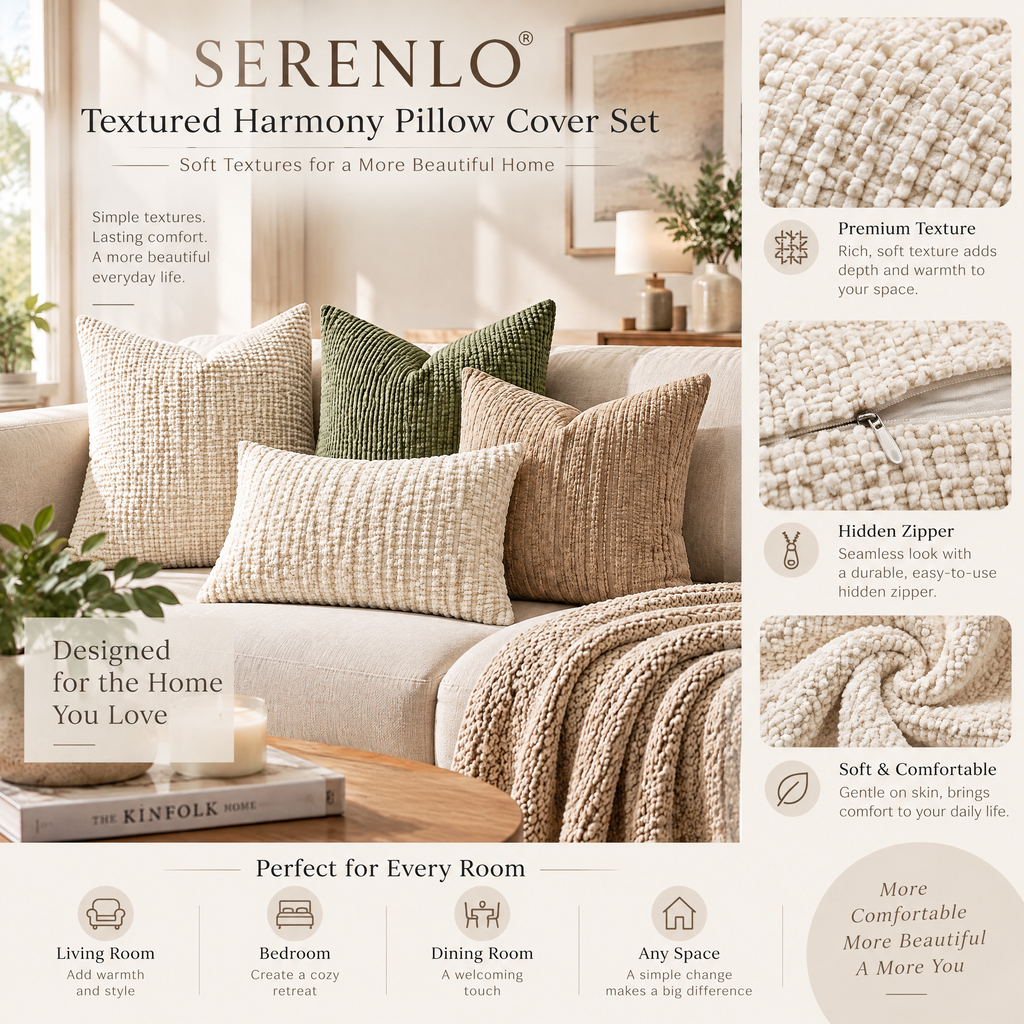 SERENLO™ Textured Harmony Pillow Cover Set