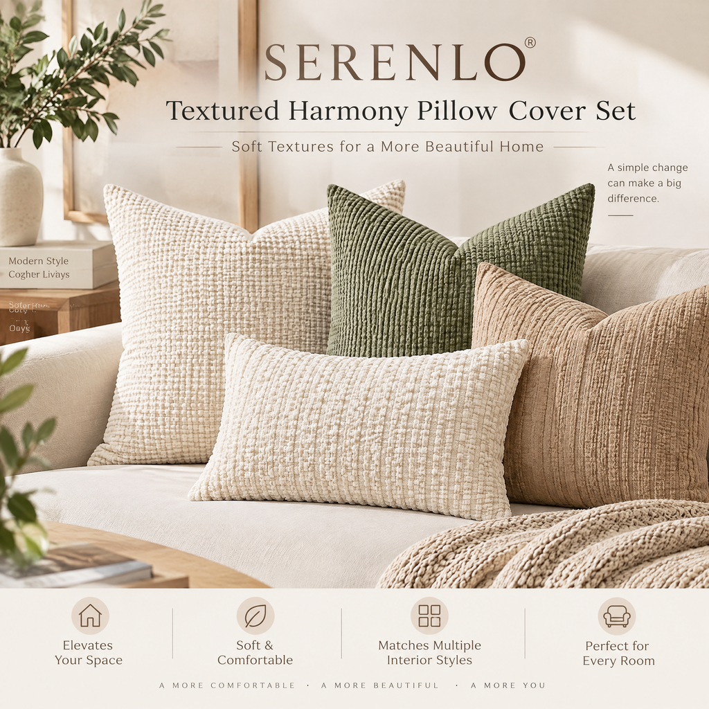 SERENLO™ Textured Harmony Pillow Cover Set