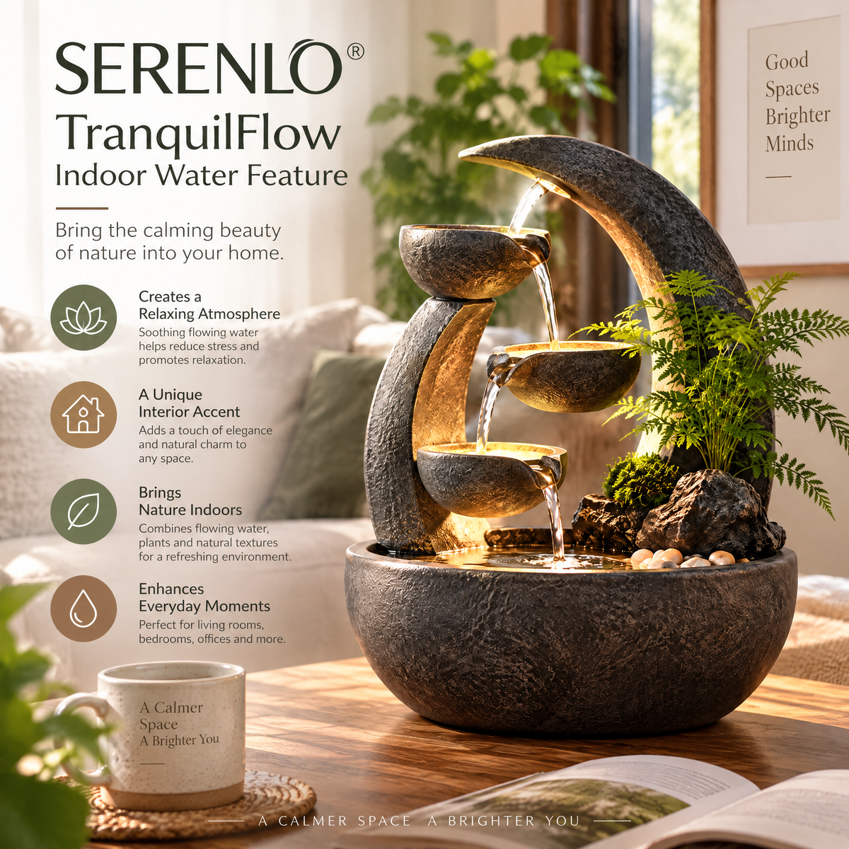 SERENLO™ TranquilFlow Indoor Water Feature