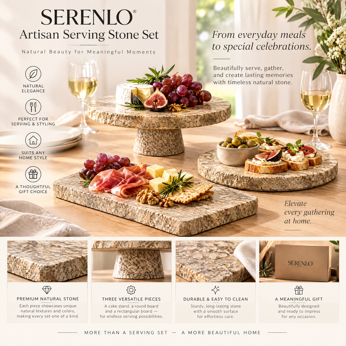 SERENLO™ Artisan Serving Stone Set