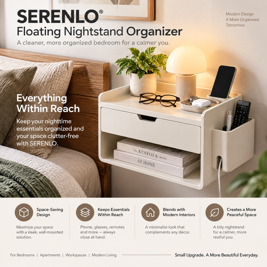 SERENLO™ Floating Nightstand Organizer